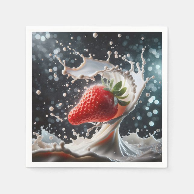 Strawberry Milk Splash Napkins (Front)