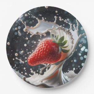 Strawberry Milk Splash Paper Plates