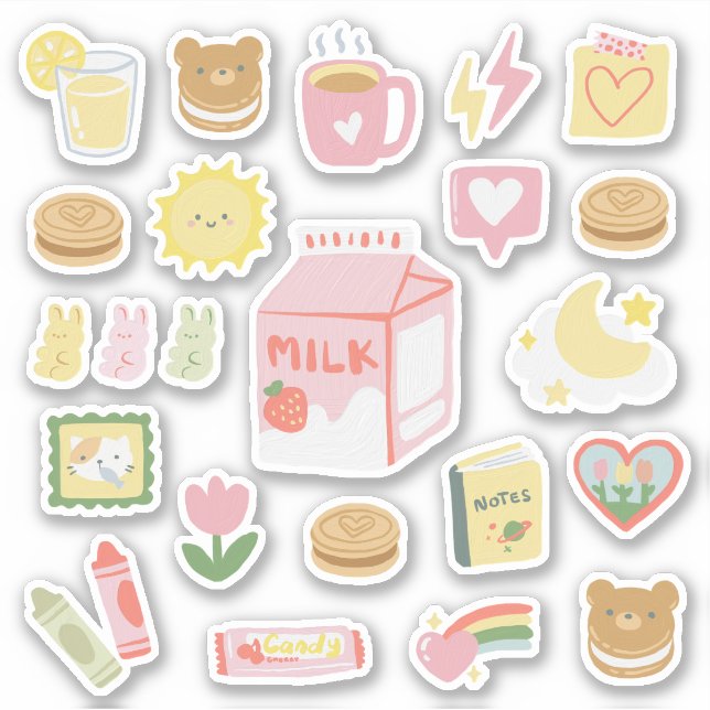Strawberry Milk & Sweet Cookies Assorted Sticker (Front)