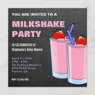 Strawberry Milkshake Baby Shower Invitation