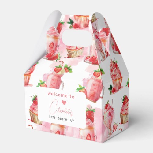 Strawberry Milkshake Birthday Welcome Favor Boxes