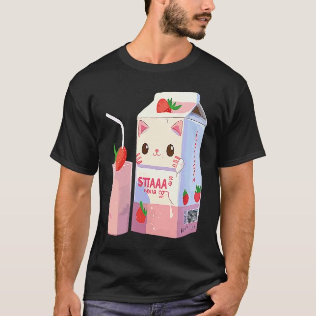 Strawberry Milkshake Cat  3 T-Shirt (Front)