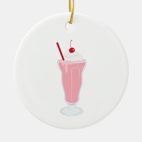Strawberry Milkshake Ceramic Ornament