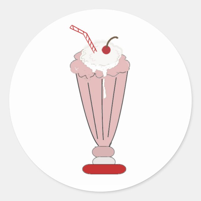 Strawberry Milkshake Classic Round Sticker (Front)