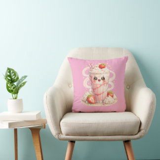 Strawberry Milkshake Kawaii Cushion Pillow