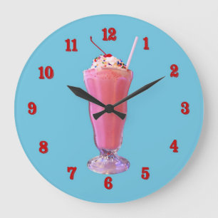 Strawberry Milkshake Large Clock