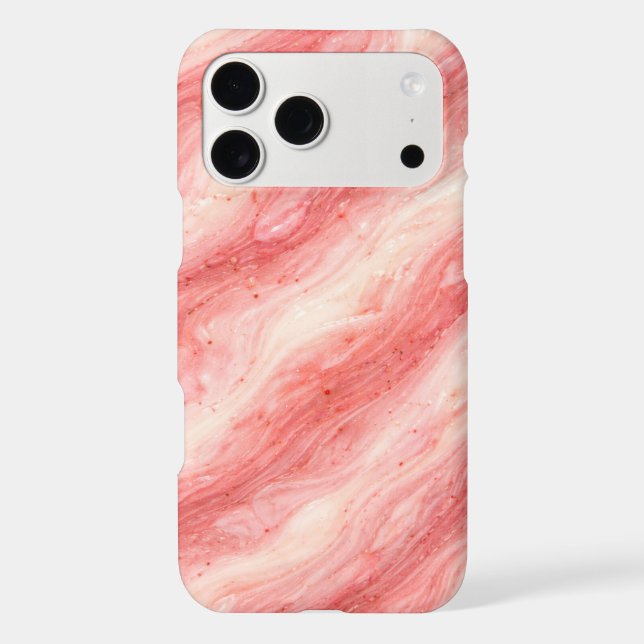 Strawberry Milkshake Marble Texture iPhone Case (Back)