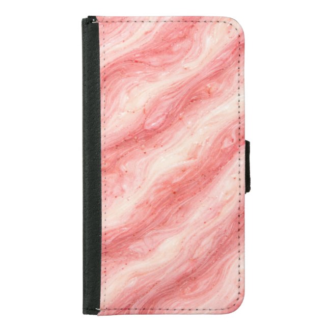 Strawberry Milkshake Marble Texture Samsung Galaxy Wallet Case (Front)