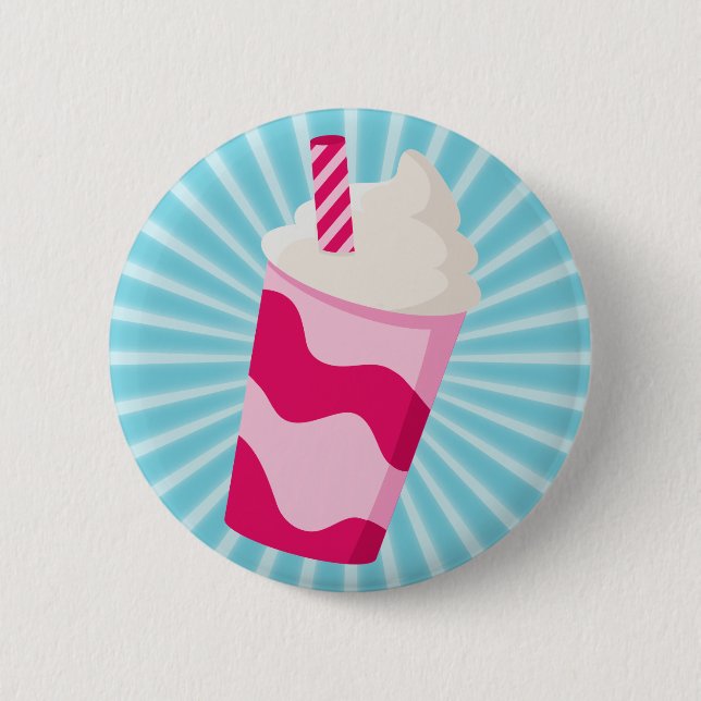 Strawberry Milkshake Pinback Button (Front)