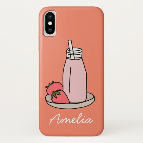 Strawberry Milkshake retro pink iPhone XS Case