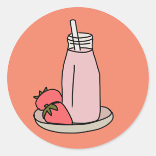 Strawberry Milkshake retro pink Classic Round Sticker