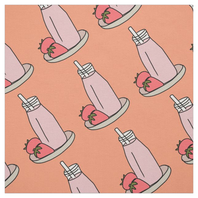 Strawberry Milkshake retro pink Fabric (Swatch)