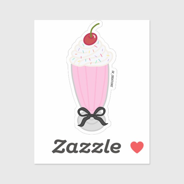 Strawberry Milkshake With A Bow Sticker (Sheet)