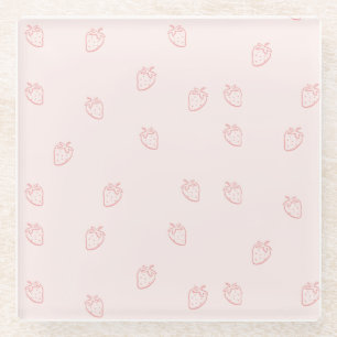 Strawberry Minimalism Glass Coaster