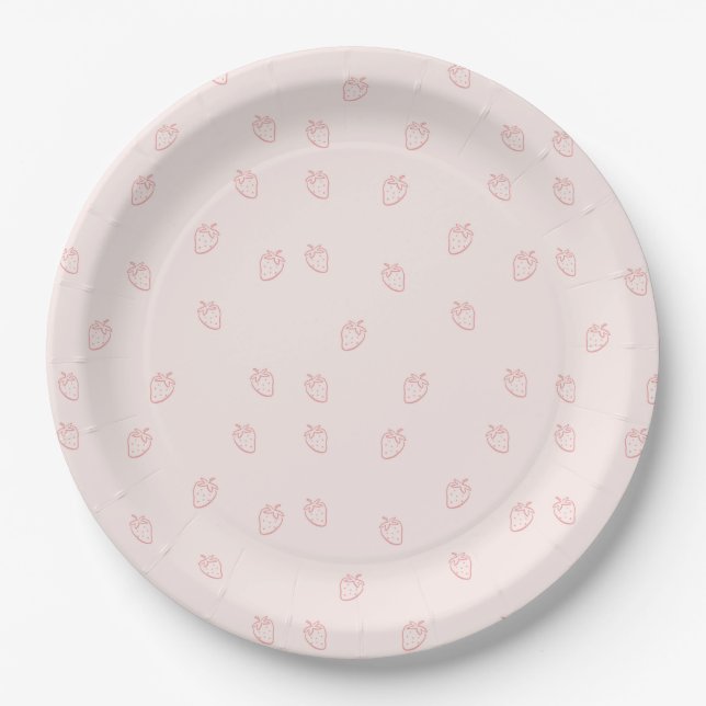 Strawberry Minimalism Paper Plates (Front)
