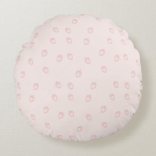 Strawberry Minimalism Round Pillow
