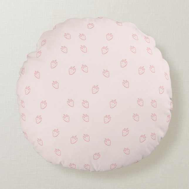 Strawberry Minimalism Round Pillow (Front)