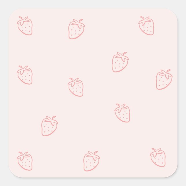 Strawberry Minimalism Square Sticker (Front)