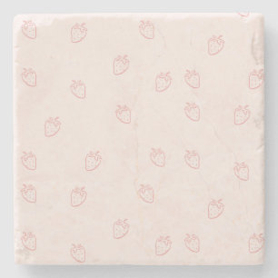 Strawberry Minimalism Stone Coaster