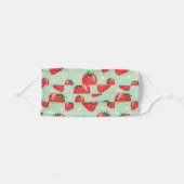Strawberry Mint Floral Summer Fruit Adult Cloth Face Mask (Front, Folded)