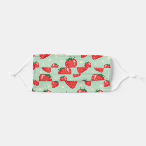 Strawberry Mint Floral Summer Fruit Adult Cloth Face Mask | Zazzle