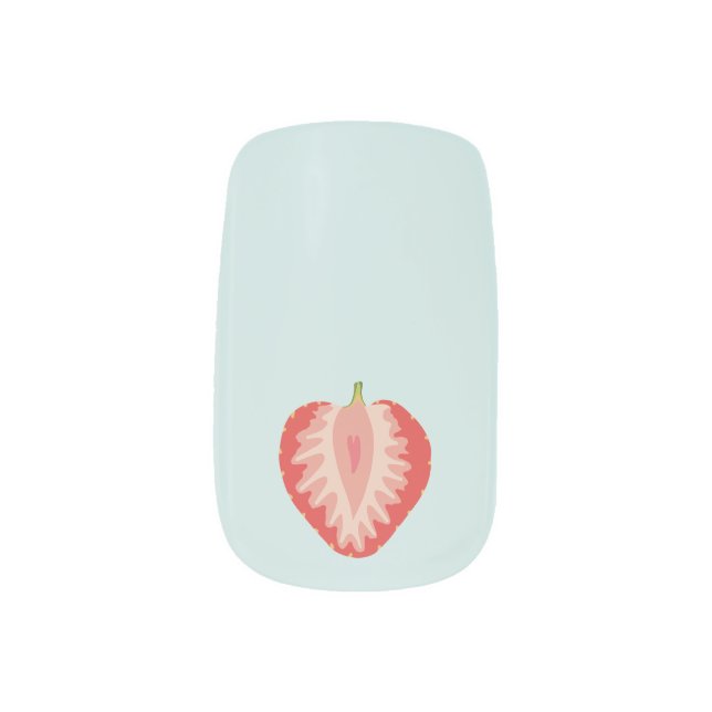 Strawberry Mint Minx Nail Art (Left Thumb)