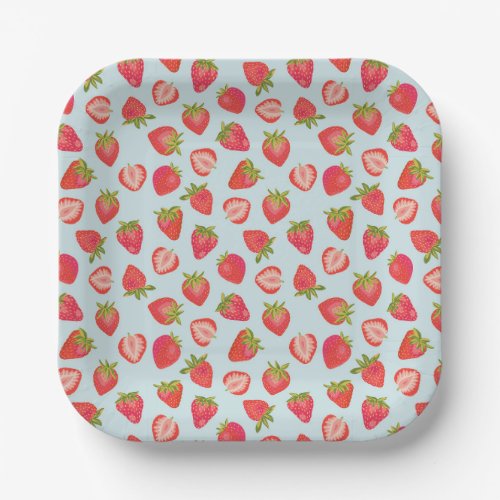 Strawberry Mint Paper Picnic Party Plate