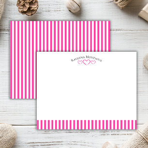 Strawberry Modern Open Hearts Striped Note Card