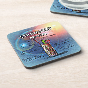 Strawberry Mojito (#11 of 12 Drink Recipe Sets) Beverage Coaster