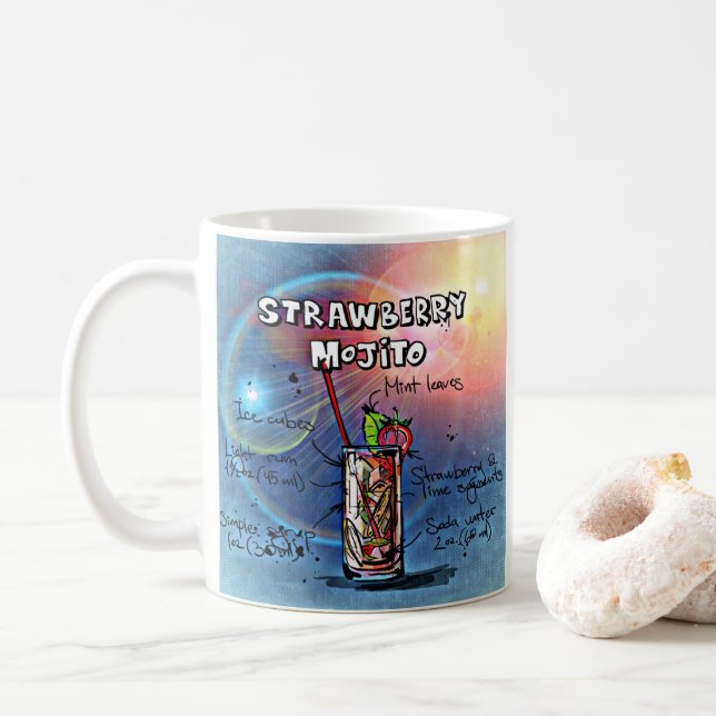 Strawberry Mojito (#11 of 12 Drink Recipe Sets)    Coffee Mug (With Donut)