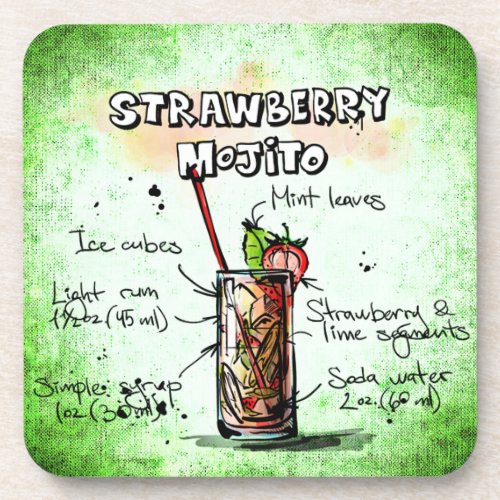 Strawberry Mojito Drink Recipe Coaster