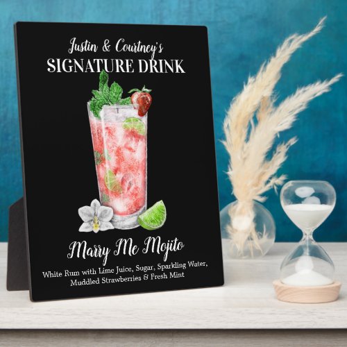 Strawberry Mojito  PERSONALIZED Signature Drink Plaque