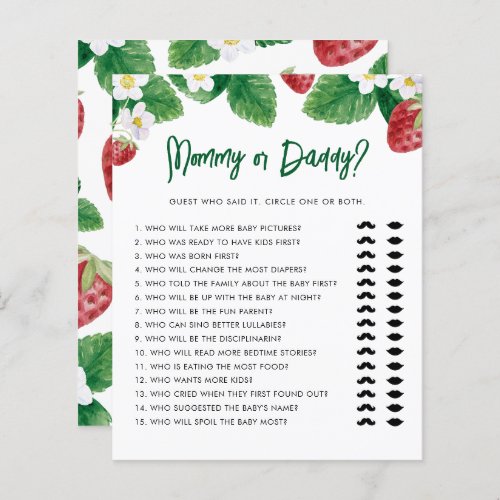 Strawberry Mommy or Daddy Baby Shower Game