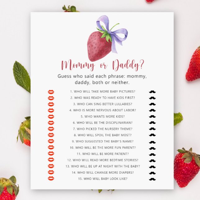 Strawberry - mommy or daddy baby shower game (Creator Uploaded)