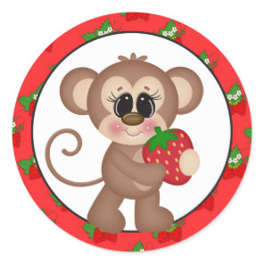 Strawberry Monkey cartoon fun sticker