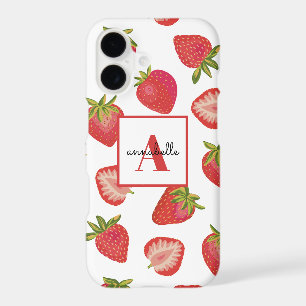 Strawberry Monogram Initial iPhone 17 Case