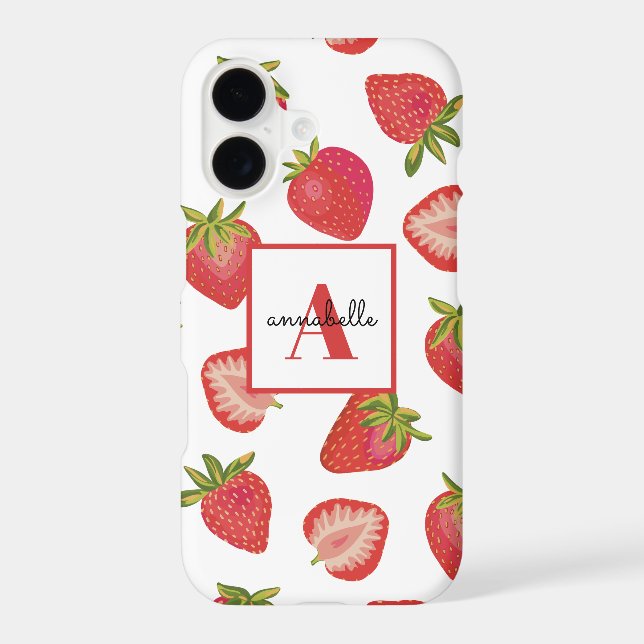 Strawberry Monogram Initial Case-Mate iPhone Case (Back)