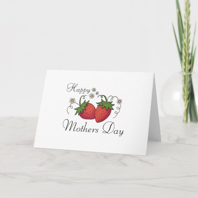 Strawberry Mothers Day greeting card (Front)