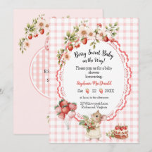 Strawberry Mouse Baby Shower Invitation