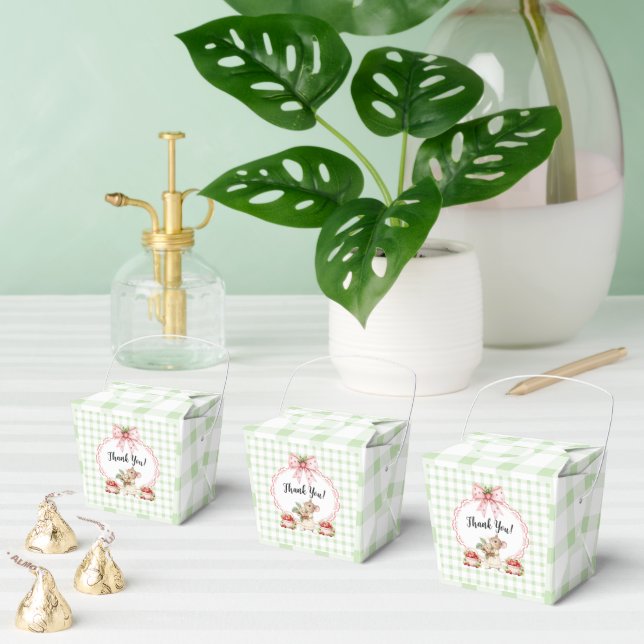 Strawberry Mouse Green Gingham Favor Box (Multiple)