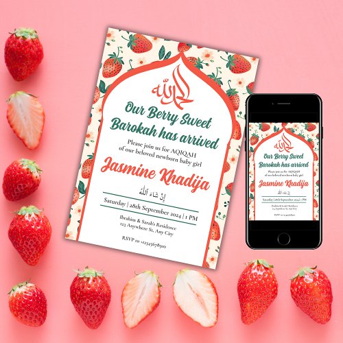Strawberry Muslim Baby Girl Aqiqah Islamic