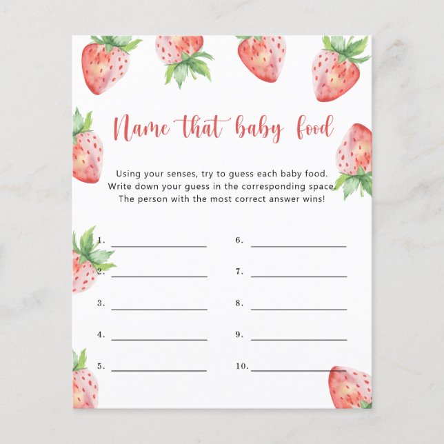 Strawberry - Name that baby Food shower game (Front)