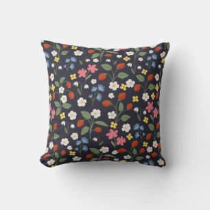 Strawberry navy throw pillow