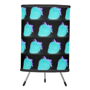 Strawberry neon blue pattern black cute tripod lamp