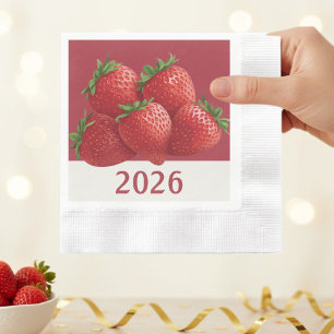 Strawberry New Year's Eve Cute Napkins