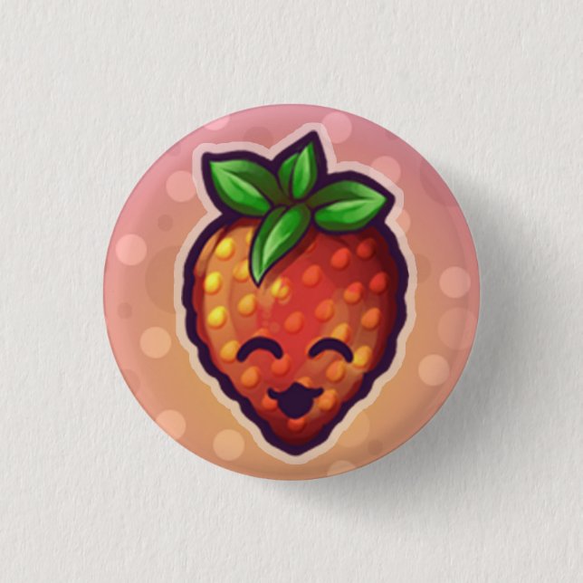 Strawberry^o^ Pinback Button (Front)