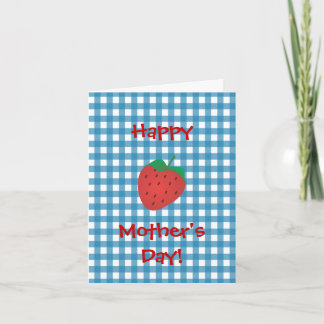 Strawberry on Blue Gingham Card