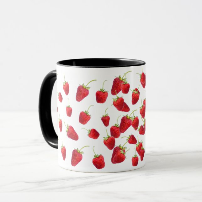 Strawberry on white background on a mug  (Front Left)