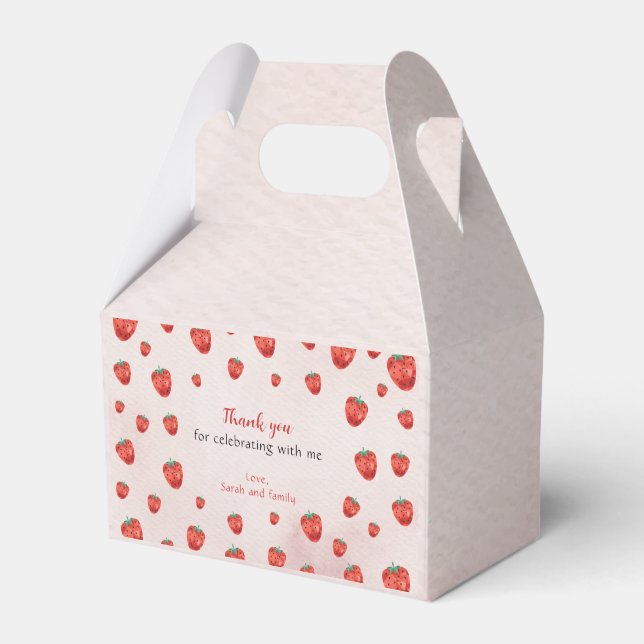 Strawberry One Birthday  Favor Boxes (Front Side)