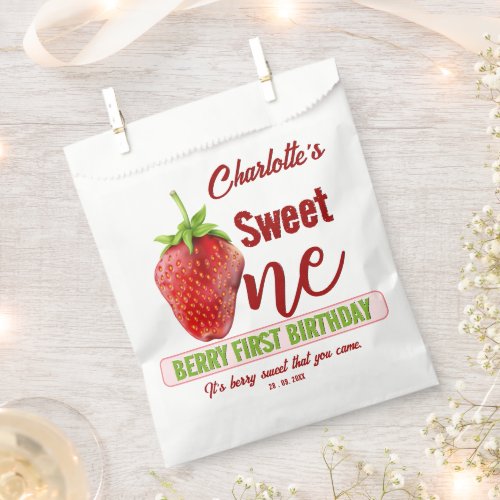  Strawberry ONE First Birthday Favor Bag